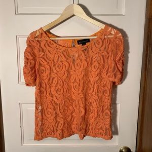 Orange lace crop top